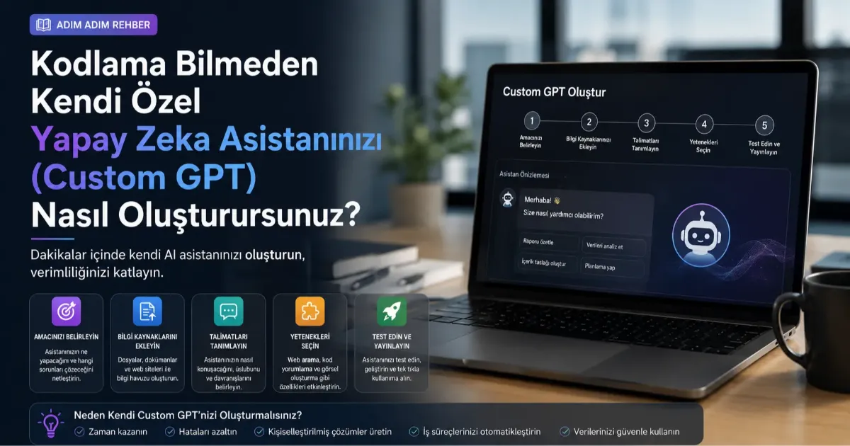 Kodlama Bilmeden Kendi Özel Yapay Zeka Asistanınızı (Custom GPT) Nasıl Oluşturursunuz? Adım Adım Rehber